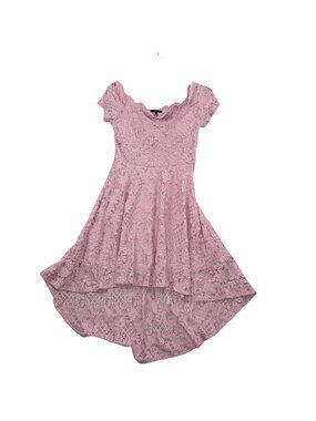 City Studio Womens Lace High-Low Dress Pink Size 13 Floral Scalloped Neck